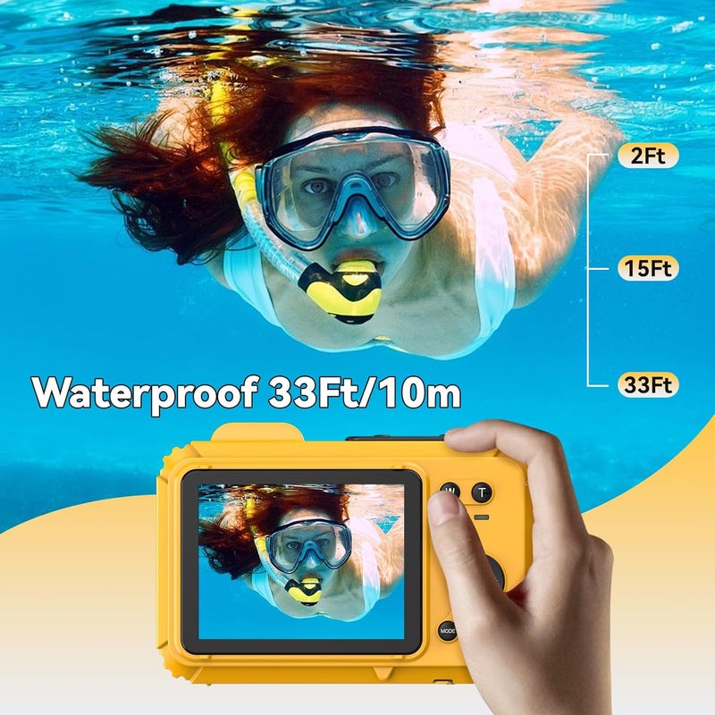 Focusify Underwater Camera, 2.7K 56MP 33FT Waterproof Digital Camera with 6X Optical Zoom & 4X Digital Zoom 2.8" IPS Screen, Ideal for Snorkeling, Swimming and Outdoor Adventures with 32G Card - Image 3